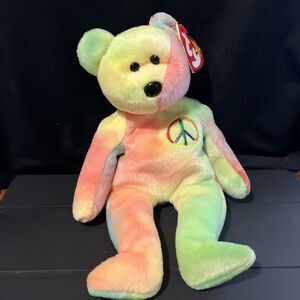 TY PEACE Original Beanie Baby Bear 1996 - Ty Dye Mint